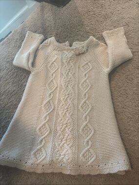 cupcakes & cashmere Cream Cable Knit Kids Dress